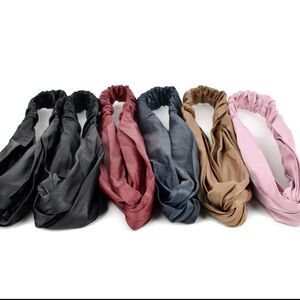 Assorted Women's Twisted Knot Headbands - Black, Burgundy, Navy, Brown, Pink